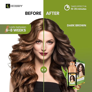 HERBBY Hair Color Shampoo for Gray Hair Coverage&ampColor Transform with 9 Herbal Extracts ?Long Lasting(6-8 Weeks)ShinyEvenly ColoredInstant Hair Dye Shampoo&ampConditioner 500 Ml (DARK BROWN C