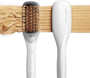 Thermal-Balance Hair Straightener Brush 365¡ÆF Professional Styling Temp with Heat Damage Protection 200M+ Negative Ions Anti-Frizz Ceramic Coating Dual-Voltage White