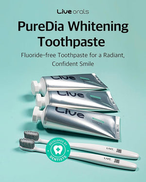 Live Orals Whitening Toothpaste 80g x 5 Units - Fluoride-Free, Nano Hydroxyapatite &amp; Hydrogen Peroxide, Sensitive Teeth, Enamel Strengthening, Natural Mint Gel