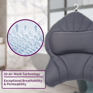 Extra Thick Large Bath Pillow with NeckBackHead Support for Bathtub Spa Soaking Gray(19''x15'')