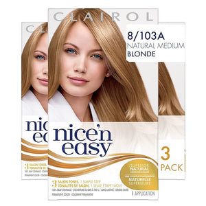 Clairol Nice'n Easy Liquid Permanent Hair Dye 8 Medium Blonde Hair Color Pack of 3