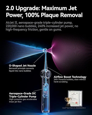 RANVOO AirJet II [Upgraded Jet Clean] Sonic Electric Toothbrush 100% Plaque Removal White for Adult Protect Gum Orthodontic Teeth Clean Rechargeable Gift with 3 Pro Brush Heads Graphite Gray