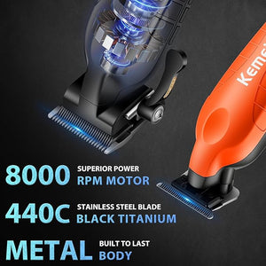 KEMEI 2293 2290D Cordless Hair Clippers for Men ProfessionalHair TrimmerMens Barber Clippers and Trimmers SetElectric Hair Cutting KitClipper for BarbersRechargeable Haircut ToolsOrange