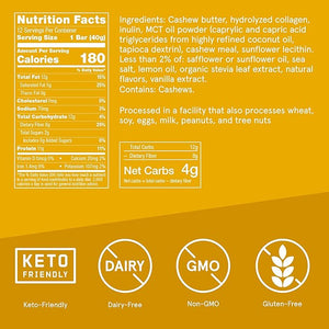 Bulletproof Lemon Cookie Collagen Protein Bars Pack of 12 Keto-Friendly Snack with MCT Oil Grass-fed Collagen No Added Sugar
