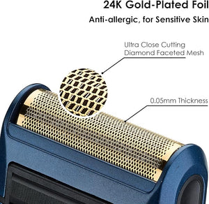 Retro Electric Razor for Men, Rechargeable Mens Gold Foil Shavers,Travel Electric Shavers for Men(Blue)