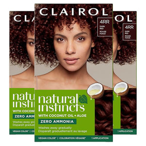Clairol Natural Instincts Demi-Permanent Hair Dye 4RR Dark Red Hair Color Pack of 3