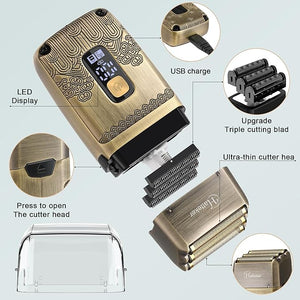 Hatteker Professional Hair Clipper Electric Razor Foil Shavers for Men Body Nose Ear Hair Grooming Kit with Triple Blades Cordless Waterproof