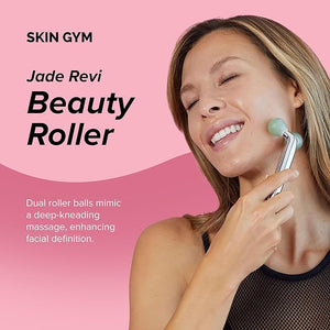 Skin Gym Jade Revi Beauty Facial Roller Massager for Wrinkles and Fine Lines Anti-Aging Face Lift Skin Care Beauty Tool