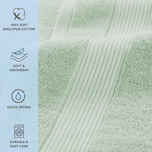 Arkwright Bath Towels Set of 6 - (Pack of 6) Super Soft 100% Cotton 600 GSM Quick Dry &amp Absorbent Luxury Bathroom Essentials with 12 Shower Towels 12 Hand Towels and 12 Washcloths Eucalyptus G