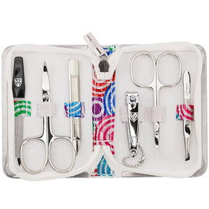 3 Swords Germany - brand quality 6 piece manicure pedicure kit set for professional finger &amp toe nail care with synthetic leather case - Made in Germany - colored