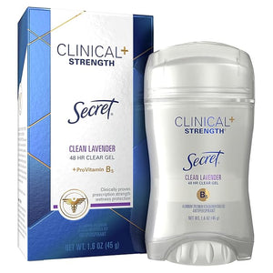 Secret Clinical Strength Clear Gel Antiperspirant and Deodorant Clean Lavender 1.6 oz (Pack of 12)