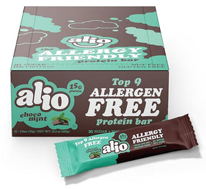 Alio Protein Bars - Choco Mint (12 Bars) ? Free From The Top 9 Food Allergens High Protein Low-Calorie Vegan Gluten-Free Nut-Free Non-GMO Plant-Based Seed Oil Free Delicious &amp Healthy Sna