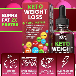 Keto Weight Loss Diet Drops Natural Appetite Suppressant Fat Burner for Women and Men with Apple Cider Green Coffee Bean Extract Cinnamon Cayenne Pepper Metabolism Booster