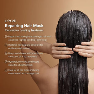 LifeCell Repairing Hair Mask ? Restorative Bonding Treatment with Bioactive Peptides Keratin Plant Collagen Shea Butter &amp Coconut Oil ? Deep Nourishment &amp Strength for All Hair Types