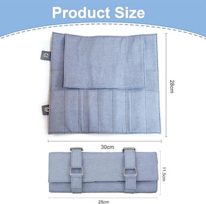 Salon Scissors Bag Roll Up, 14 Pockets PU Stylist Grooming Scissors Holder Barber Hair Scissor Shears Cases for Hairdressers (HJ-ZP012-Blue)