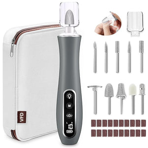 Electric Nail File Drill Cordless 2000 mAh Rechargeable Nail Filer Electric Portable Nail Dril 10 Speeds Professional Machine Drill for Nails Acrylic Manicure and Thick Toenails Grinder