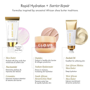 Anti-Ashy Bundle: Butter Cream Body Wash &amp Barrier Repair Cloud Cream (Ugandan Vanilla + Ethiopian Honey) + African Beauty Butter (Ghanaian Coconut + Moroccan Almond) Shea Butter Infused