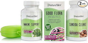 NaturalSlim Candida Cleanse Support Supplements Bundle - Candiseptic Kit Anti Overgrowth Gut &amp Colon Cleansing 242 Capsules Total - 28 Days Cleansing Program Formulated by Frank Suarez (2 Pack)