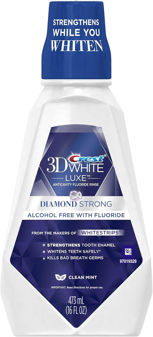 Crest 3D White Luxe Diamond Strong Anticavity Fluoride Mouth Rinse Clean Mint 16 Fl Oz