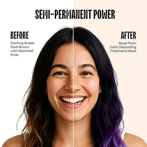 Overtone Semi Permanent Hair Color Conditioner, Royal Plum, 8 oz, Nourishing, Damage-Free, Color Depositing Mask for All Hair Types with Shea Butter &amp; Coconut Oil, Vegan &amp; Cruelty-Free