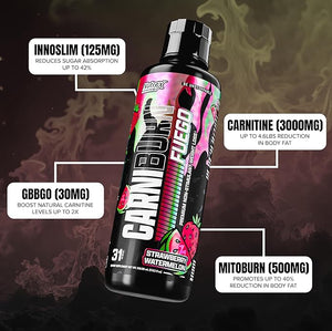 Nutrex Research CARNIBURN Advanced Liquid L Carnitine 3000mg with MitoBurn, InnoSlim &amp; GBBGO (31 Servings, Stawberry Watermelon)