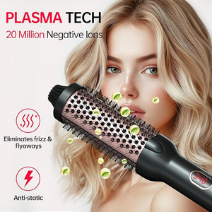 Negative Ion Thermal 1.5 Inch Brush for Blowout Look Ceramic Curling Brush with Anti-Scald Nylon Bristles10 Temps &amp Auto Shut-Off Dual Voltage