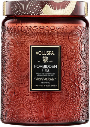 Voluspa Forbidden Fig Candle 18 oz Coconut Wax Blend Scented Candles for Home 100 Hour Burn Time Candle Jars