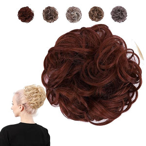 Juvabun Messy Bun 2.0 Hair Piece -Dark Red | Hair Pieces for Women Messy Bun Hair Piece Human Hair Everyday Wear Bun Extensions for Women | Washable &amp; Realistic Synthetic Hair Bun Scrunchie-Dark R