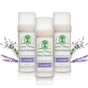 Green Tidings Natural Lavender Deodorant | Vegan Organic for Men and Women Fragrance Free &amp Aluminum Free Underarm Antiperspirant (Lavender 2.7 Ounces (3 Pack))