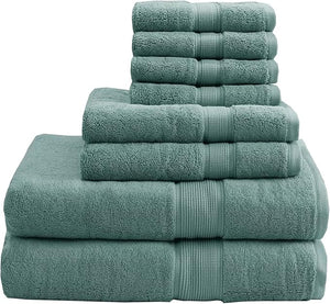 Madison Park 800GSM Bathroom Towel Set of 8 100% Cotton Bath Towel Set for Bathroom Luxurious Highly Absorbent 2 Bath Towels 2 Hand Towels 4 Washcloths Quick Dry Spa Quality Dusty Green