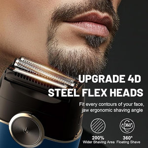 Electric Foil Shavers for Men: Upgraded Mini Electric Razor for Beard - 4 Floating Blades &amp Big LED Display - 2 Gears Adjustable Face Razor with IPX7 Waterproof for Travel &amp Home USB Type C
