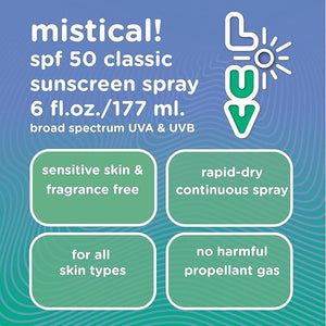 L-UV mistical! SPF 50 Sunscreen Spray - Broad-Spectrum UVA &amp UVB Protection Water-Resistant Lightweight Formula Sensitive Skin Safe 6 fl oz