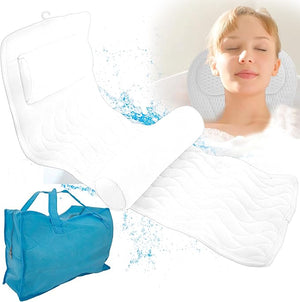 Ergonomic Full Body Bath Pillow &amp Mat with 5D Air Mesh - Bathtub Spa Cushion for Neck Shoulder &amp Back Support Quick-Dry Non-Slip &amp Machine Washable Includes Mesh Washing Bag