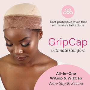 MILANO COLLECTION Wig Grip Caps for Women Adjustable No Slip Wig Cap with Grip Band Built-In Secure Elastic HeadBand for Lace Front Styles Chocolate Brown &amp Nude 2 Pack