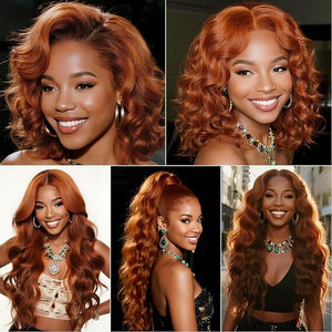 Orange Body Wave Human Hair Bundles 26 28 30 Inch Brazilian Remy Virgin 10A Body Wave 3 Bundles Human Hair Hair Extensions Bundles Orange