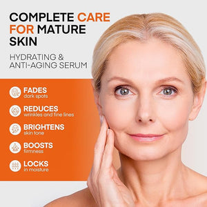Super Vitamin C Serum for Women Over 70: Niacinamide, Vitamin C, Hyaluronic Acid, Peptides, Vitamin E, Caffeine, Bakuchiol, Hydrating, Lifting, Face Wrinkle &amp; Age Spots Reduction