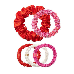 slip Scrunchies in Holiday Cracker Packaging: Anti-Crease Anti-Breakage Slipsilk¢â Design Protects Delicate Hair | Includes 5 Assorted Pure Silk Scrunchies Scarlet