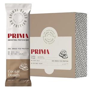 Prima Ancestral Protein Bar ? Clean Grass Fed Protein Bar with Whey Collagen Honey and Coconut ? 16g Protein No Preservatives or Seed Oils ? Cookie Dough - 7 Pack