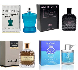 4-Piece Cologne for Men Includes Valuable Paris/Valuable Gold/Seans Boutique/Naval Blue of Woody, Spicy, Citrus &amp; Aromatic eau de parfum for Men