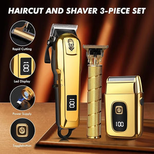 Hair Clippers for Men Beard Trimmer and Electric Shaver Set Professional Rechargeable Cordless Barber Hair Cutting Tools Grooming Kit