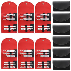 12 Set Manicure Set Bulk Mini Manicure Nail Clipper Kit 7 in 1 Stainless Steel Professional Nail Care Pedicure with Travel Portable Bag Grooming Kits for Christmas Women Men Home(Black)