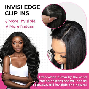 Lashey Invisi Edge Clip in Hair Extensions 7pcs 110g 18 Inch Natural Black Seamless Clip in Hair Extensions Human Hair Body Wave Real Remy Human Hair