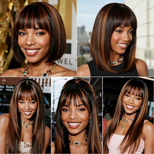 Highlight Straight Human Hair Bundles 26 28 30 Inch Brazilian Remy Virgin 10A Straight 3 Bundles Human Hair Hair Extensions Bundles P1B/30 Highlight