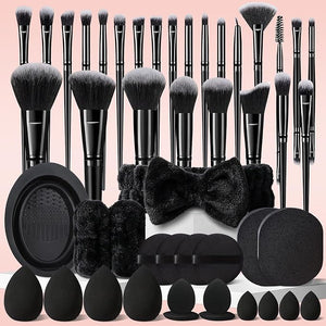 47Pcs Black Makeup Brushes Set Professional Makeup Kit Multi-functional Makeup Tool Set with Facial Makeup Accessories, Foundation Makeup Brush Kit Eye and Face Make up Brushes &amp; Tools