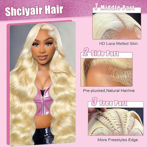 613 Lace Front Wig Human Hair Blonde Wig Human Hair 200 Density 613 HD Lace Frontal Wigs 13x6 Body Wave Blonde Lace Front Wigs Human Hair Pre Plucked 22 Inch
