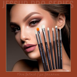 Jessup Eyeshadow Brush Set 7pcs Fluffy Eye Makeup Brushes for Eye Shadow Blending Shader Crease Concealer Black T334