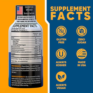 Blue Raspberry Extra Strength Energy Shot 48 pk ? 260mg Natural Caffeine B12 B6 ? Energy &amp Focus Support ? 2 Servings Sugar Free Zero Calorie Green Tea B-Vitamins Electrolytes Vegan ? 1.93 fl oz