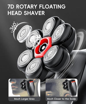 Head Shaver for Bald Men - IPX8 Waterproof Electric Razor for Wet/Dry Use with LED Display USB-C Fast Charge &amp 5 Attachments Black