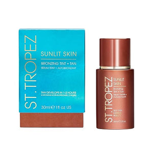 St.Tropez Sunlit Skin Bronzing Tint and Liquid Bronzer For Face &amp Skin Creates A Sun-Kissed Glow with Hyaluronic acid 1 FL OZ