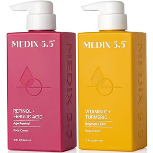 Medix 5.5 Retinol Body Cream + Vitamin C Lotion Anti Aging Moisturizer Skincare Set Retinol Lotion Targets Wrinkles Sagging Skin Crepey Skin Vitamin C Cream Brightens &amp Hydrates Dry Skin Bund